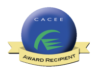 Blue circle with the green Canadian Association of Career Educators and Employers (CACEE) logo in the middle, and a yellow banner at the bottom that says "Award Recipient"